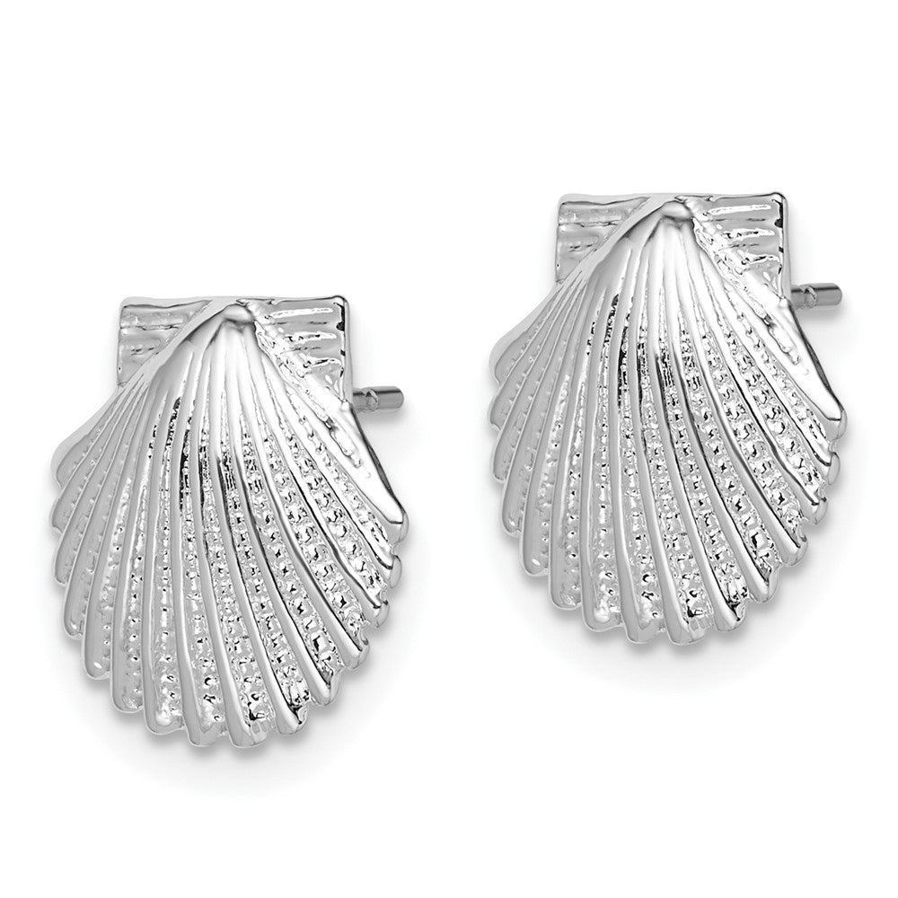 FJC Finejewelers 925 Sterling Silver Button Polished Scallop Shell Post Earrings 14 mm x 13 mm