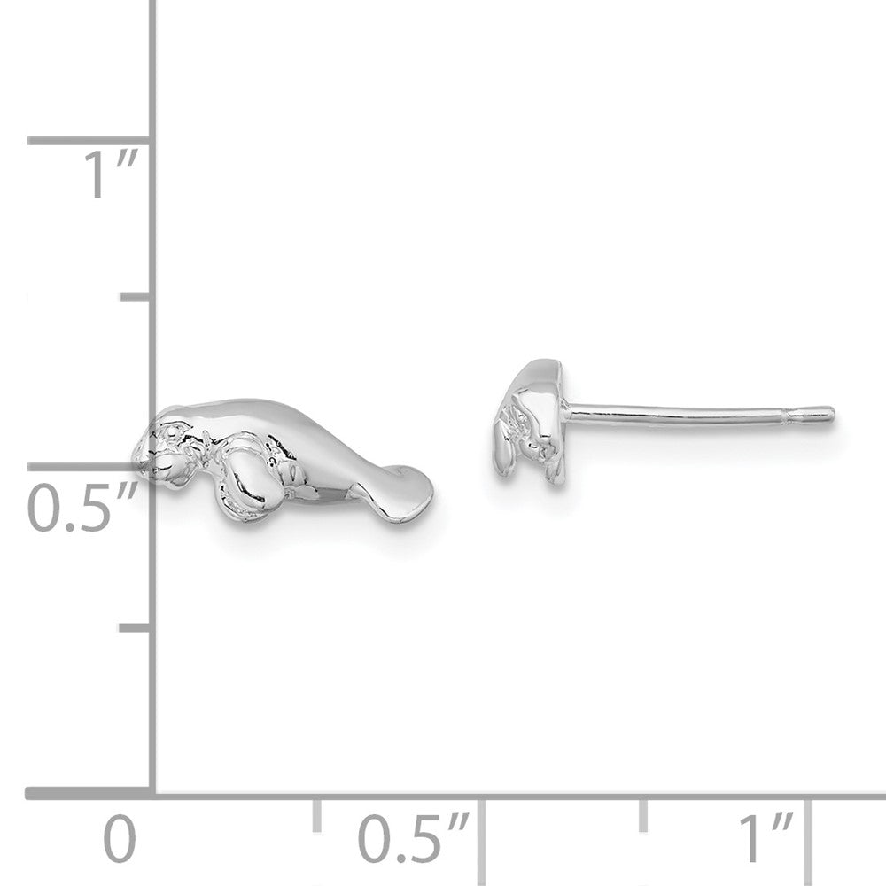 FJC Finejewelers 925 Sterling Silver Button Polished Mini Manatee Post Earrings 5 mm x 12 mm