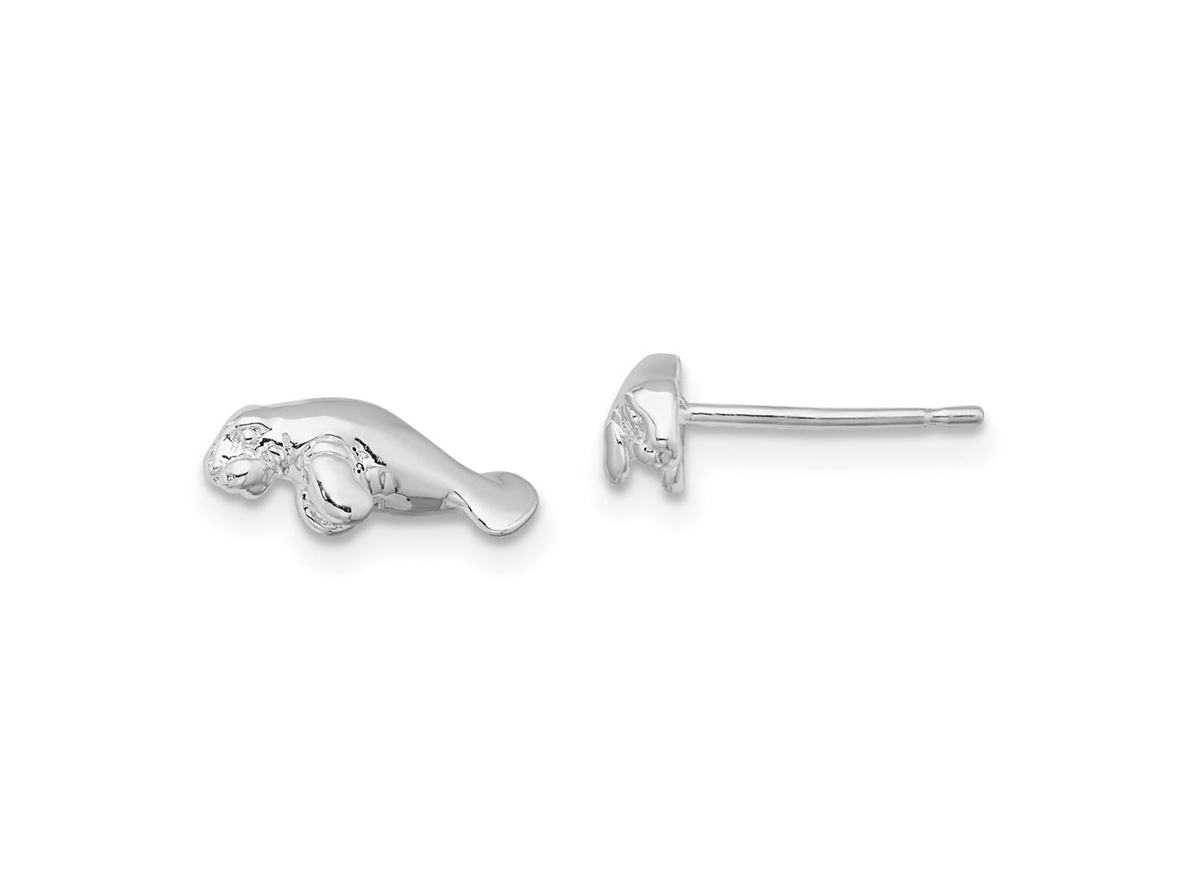 FJC Finejewelers 925 Sterling Silver Button Polished Mini Manatee Post Earrings 5 mm x 12 mm