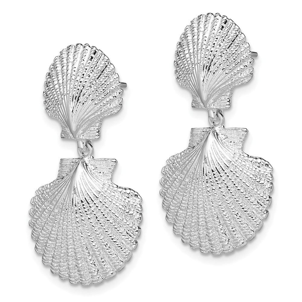 FJC Finejewelers 925 Sterling Silver Polished Double Shell Dangle Post Earrings 33 mm x 18 mm
