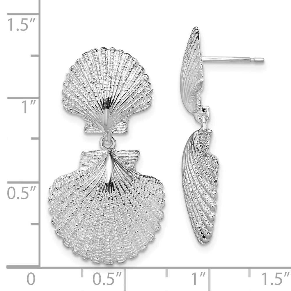 FJC Finejewelers 925 Sterling Silver Polished Double Shell Dangle Post Earrings 33 mm x 18 mm