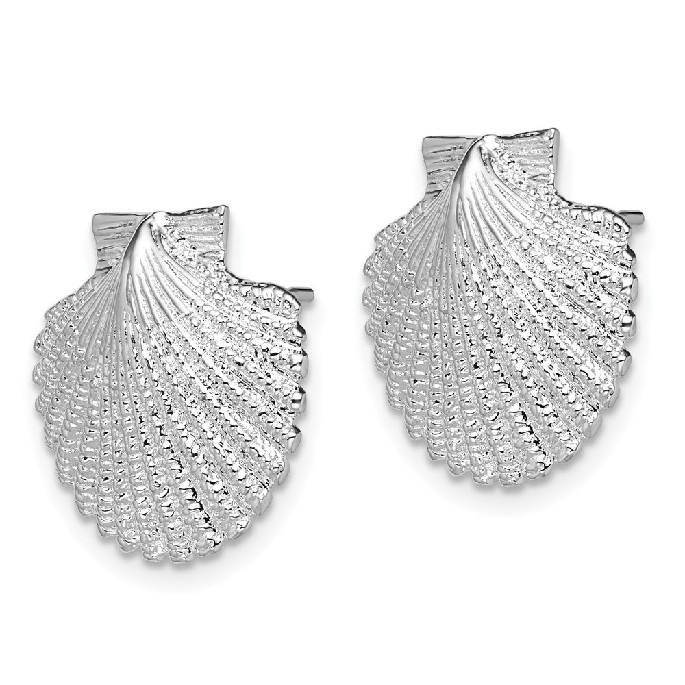 FJC Finejewelers 925 Sterling Silver Button Polished Large Scallop Shell Post Earrings 16 mm x 16 mm