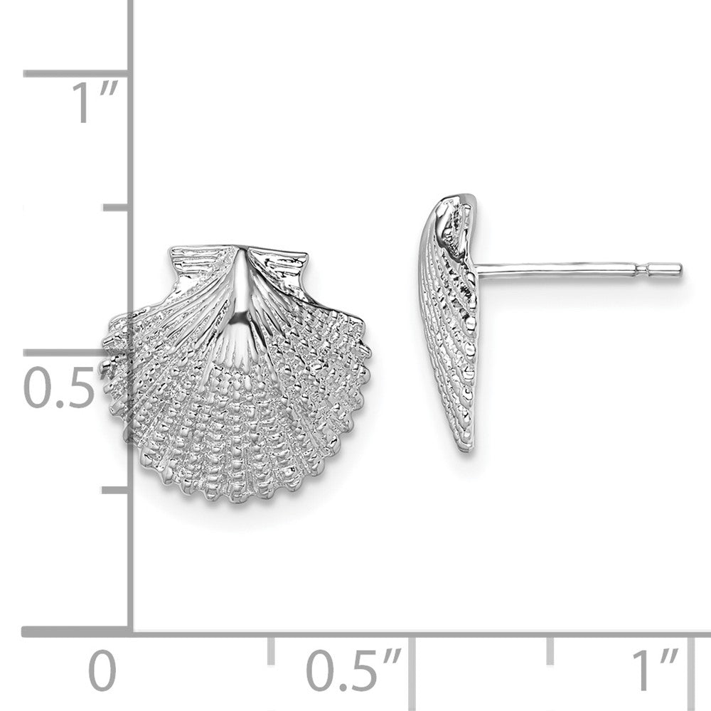 FJC Finejewelers 925 Sterling Silver Button Polished Scallop Shell Post Earrings 12 mm x 12 mm