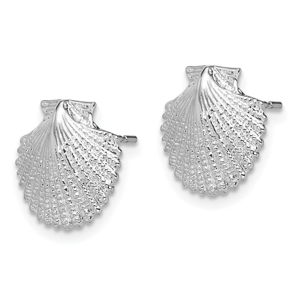 FJC Finejewelers 925 Sterling Silver Button Polished Scallop Shell Post Earrings 12 mm x 12 mm