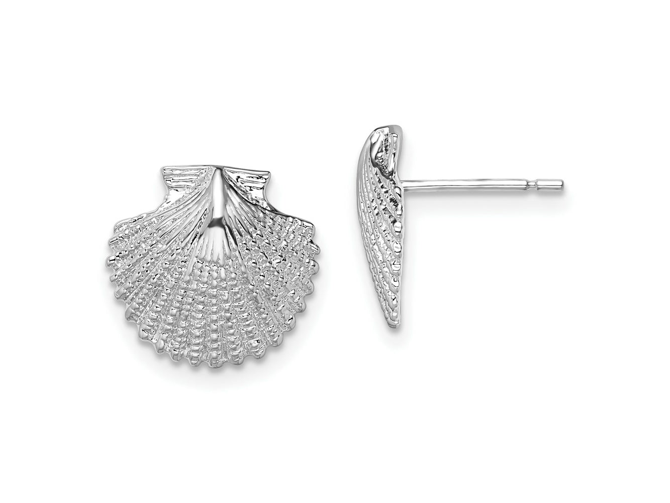 FJC Finejewelers 925 Sterling Silver Button Polished Scallop Shell Post Earrings 12 mm x 12 mm
