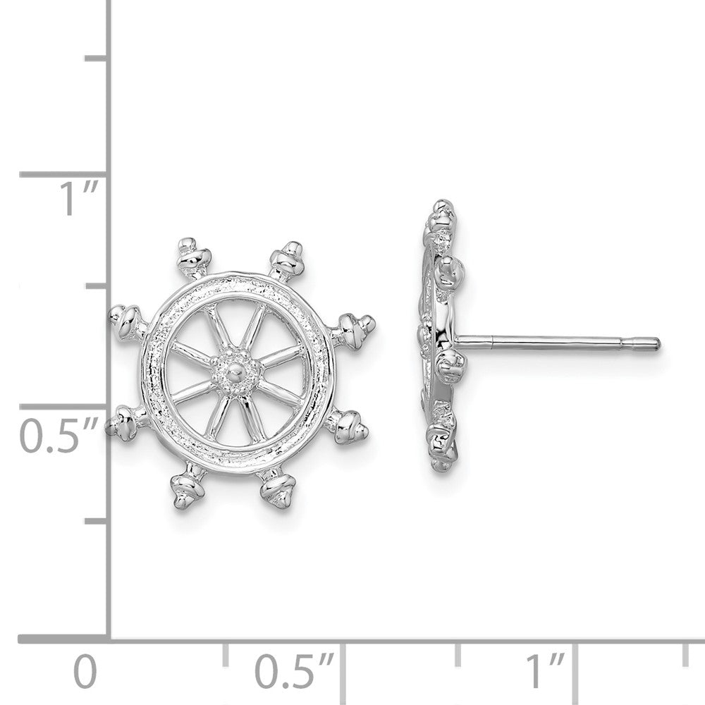 FJC Finejewelers 925 Sterling Silver Button Polished Ships Wheel Post Earrings 15 mm x 15 mm