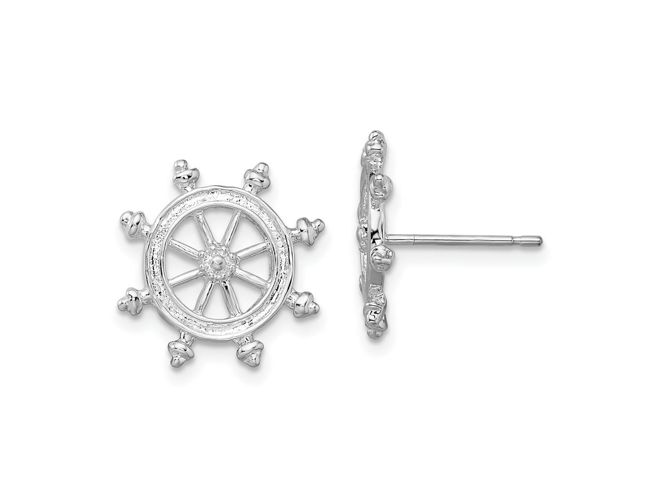 FJC Finejewelers 925 Sterling Silver Button Polished Ships Wheel Post Earrings 15 mm x 15 mm