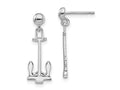 FJC Finejewelers 925 Sterling Silver Polished Navy Anchor Dangle Post Earrings 23 mm x 8 mm