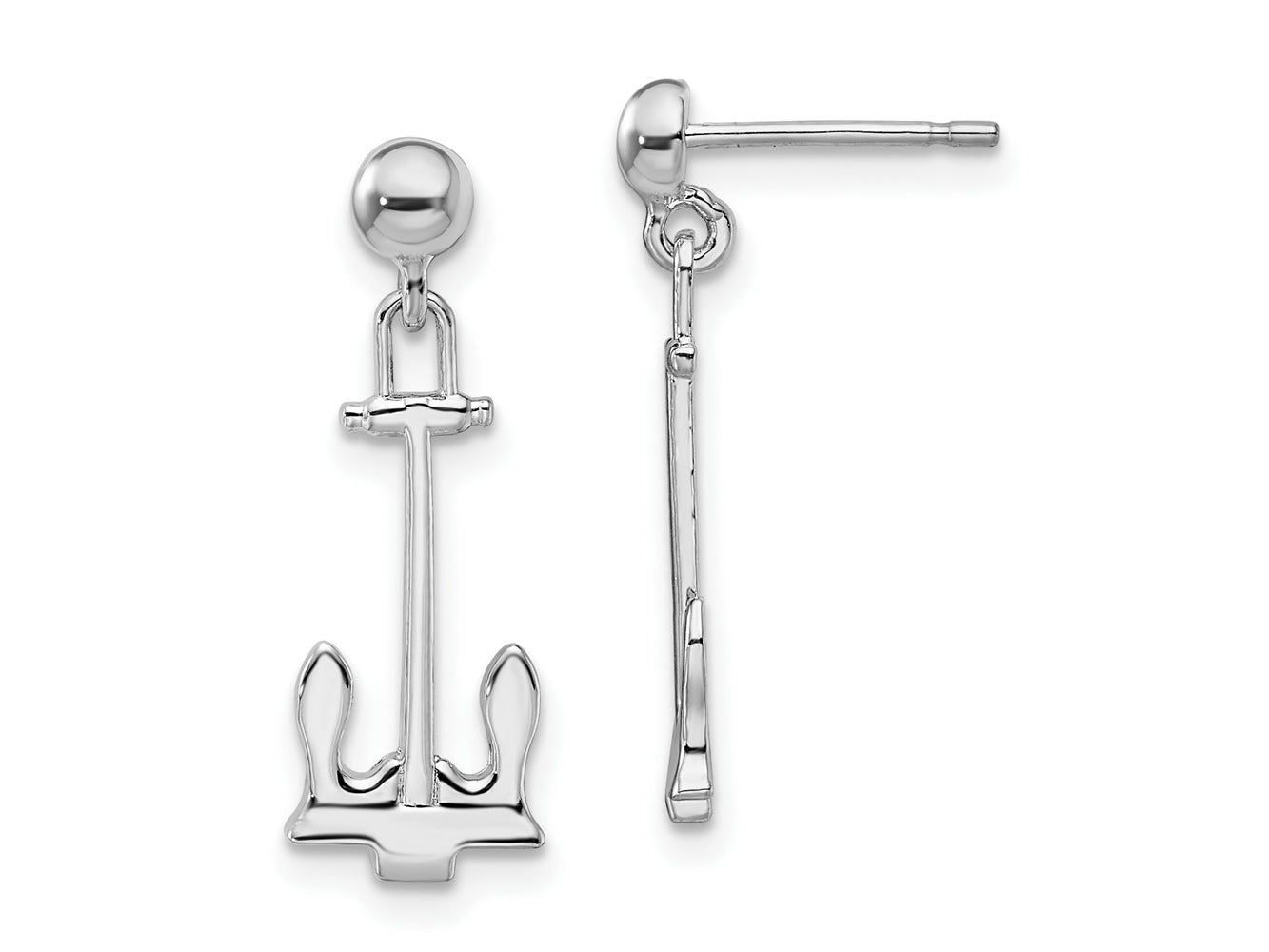 FJC Finejewelers 925 Sterling Silver Polished Navy Anchor Dangle Post Earrings 23 mm x 8 mm
