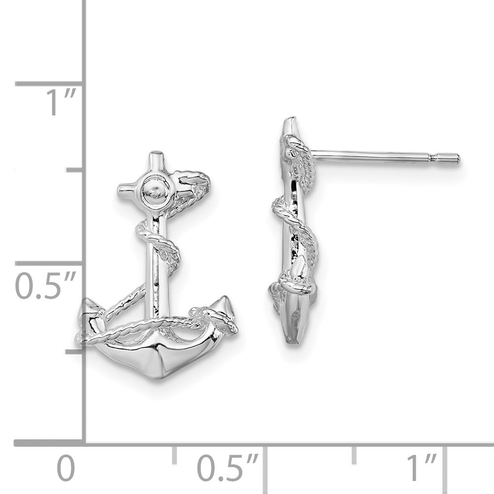 FJC Finejewelers 925 Sterling Silver Button Polished Anchor with Rope Post Earrings 17 mm x 12 mm