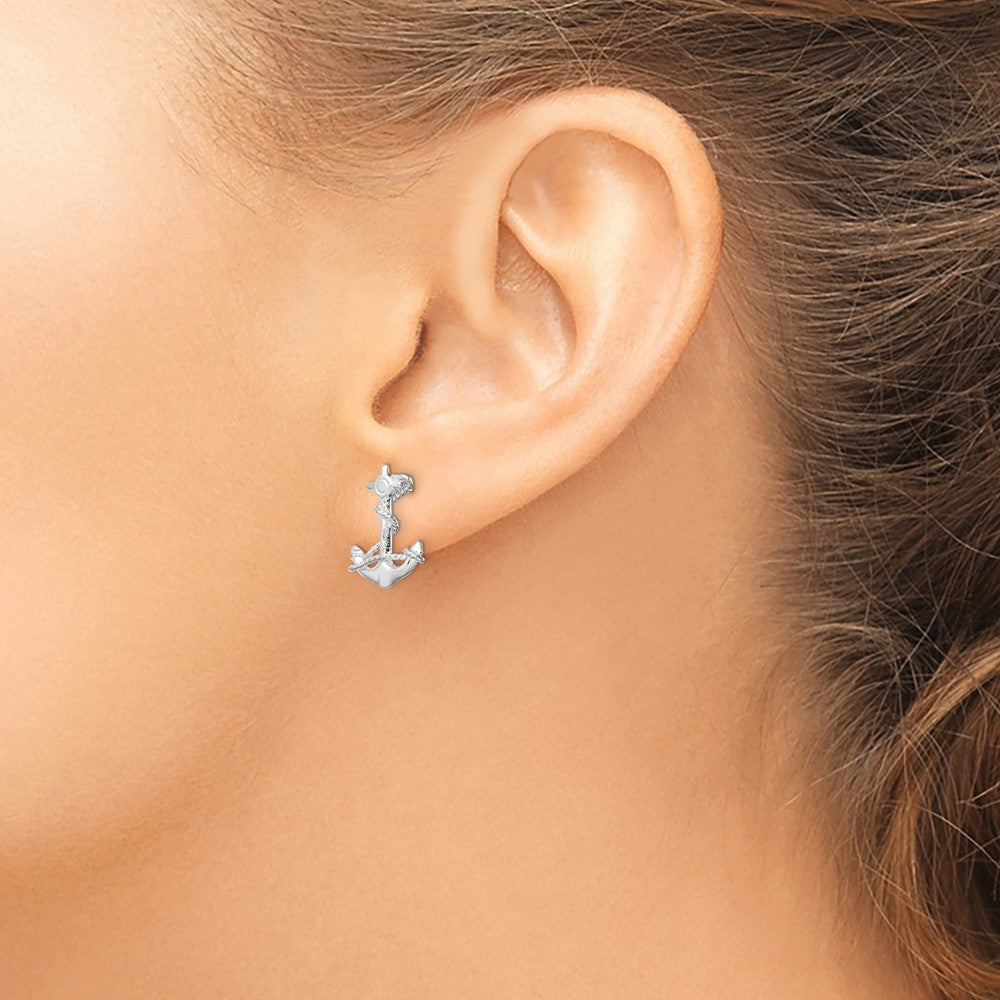 FJC Finejewelers 925 Sterling Silver Button Polished Anchor with Rope Post Earrings 17 mm x 12 mm
