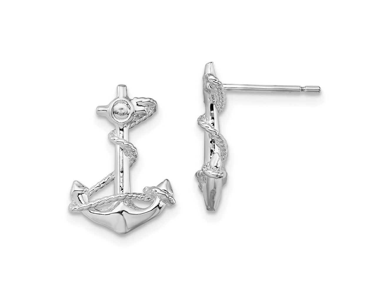 FJC Finejewelers 925 Sterling Silver Button Polished Anchor with Rope Post Earrings 17 mm x 12 mm