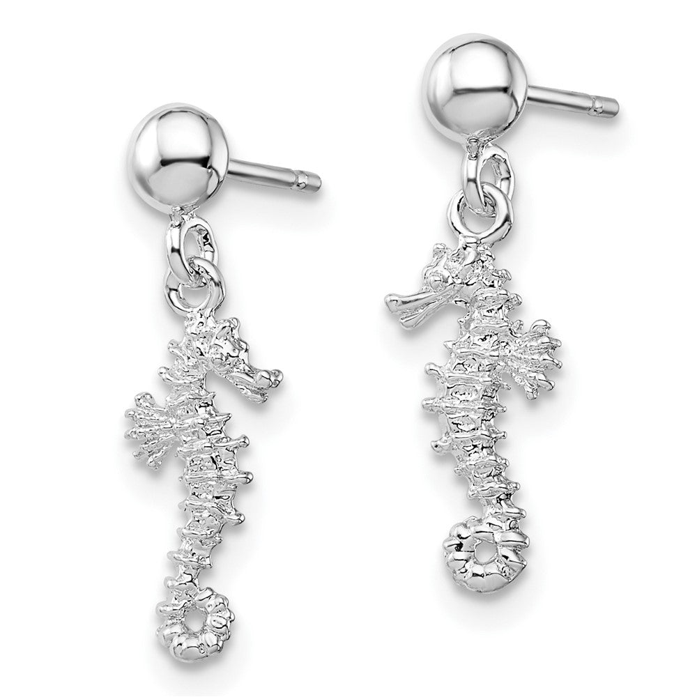 FJC Finejewelers 925 Sterling Silver Polished 3D Mini Seahorse Dangle Post Earrings 20 mm x 6 mm