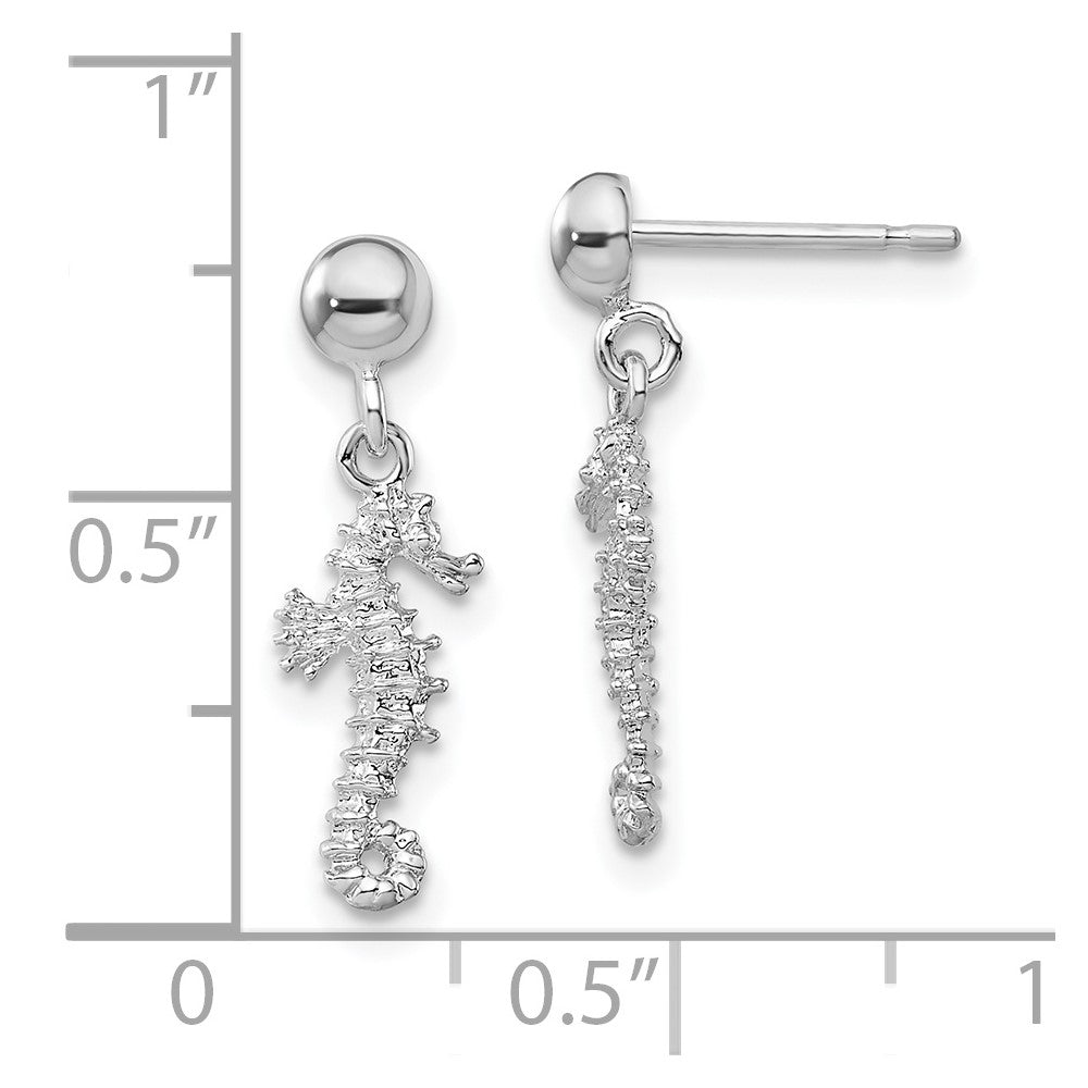 FJC Finejewelers 925 Sterling Silver Polished 3D Mini Seahorse Dangle Post Earrings 20 mm x 6 mm