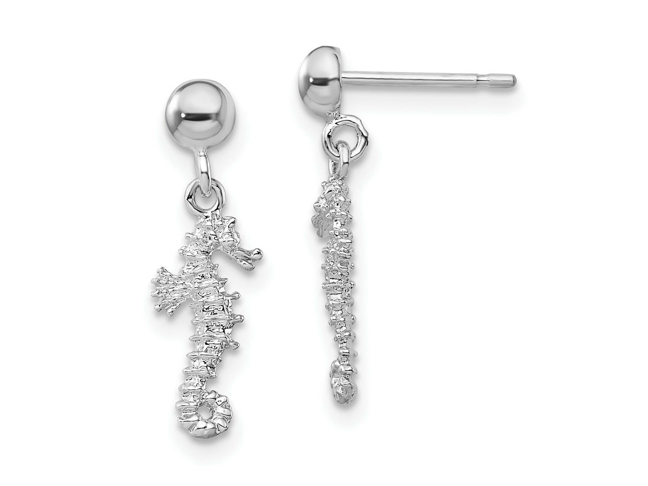FJC Finejewelers 925 Sterling Silver Polished 3D Mini Seahorse Dangle Post Earrings 20 mm x 6 mm