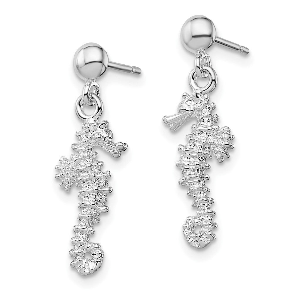 FJC Finejewelers 925 Sterling Silver Polished 3D Seahorse Dangle Post Earrings 24 mm x 9 mm