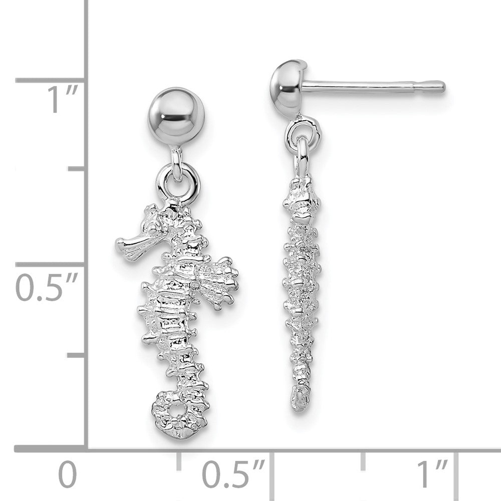 FJC Finejewelers 925 Sterling Silver Polished 3D Seahorse Dangle Post Earrings 24 mm x 9 mm