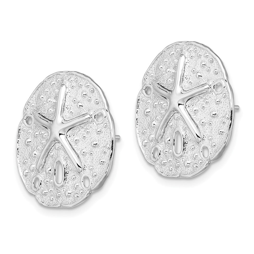 FJC Finejewelers 925 Sterling Silver Button Polished Sand Dollar with Starfish Post Earrings 21 mm x 20 mm