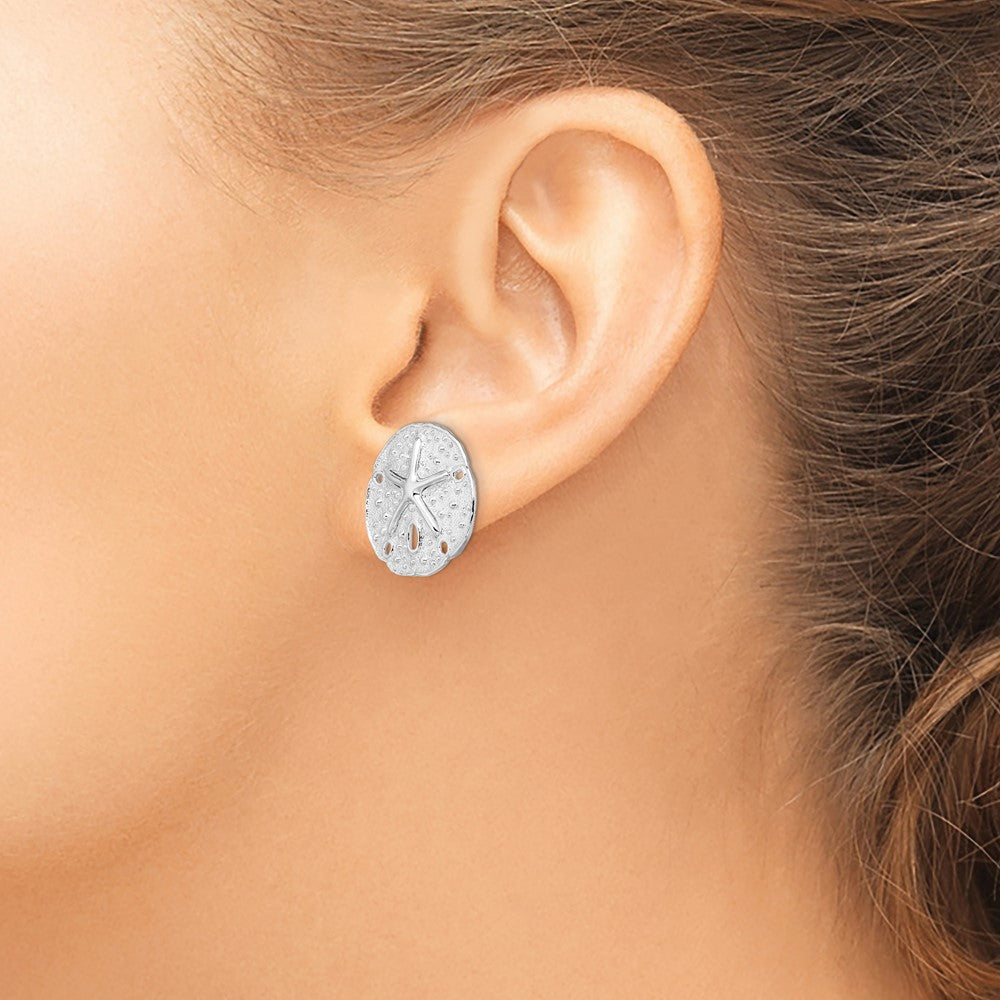 FJC Finejewelers 925 Sterling Silver Button Polished Sand Dollar with Starfish Post Earrings 21 mm x 20 mm