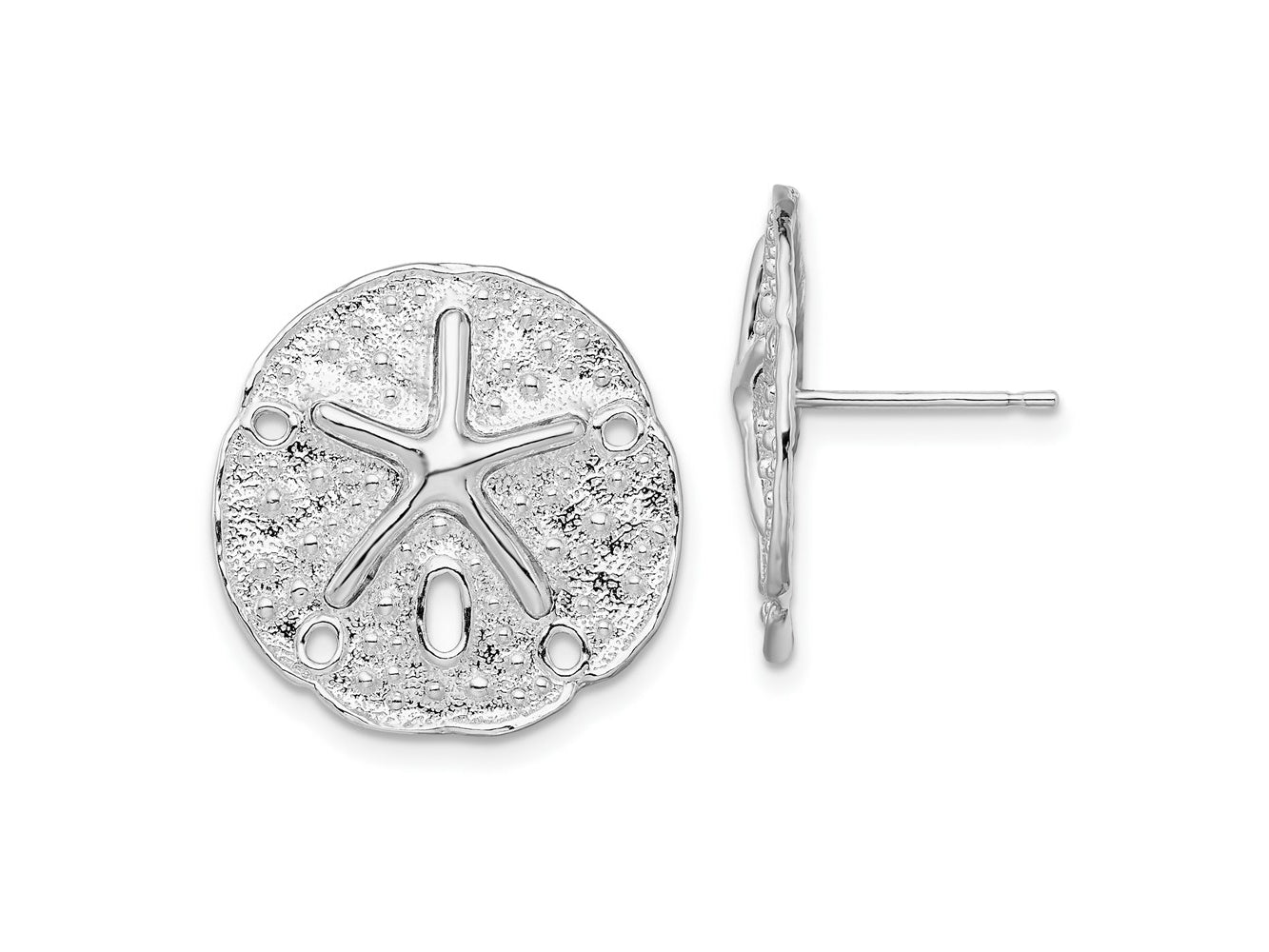 FJC Finejewelers 925 Sterling Silver Button Polished Sand Dollar with Starfish Post Earrings 21 mm x 20 mm