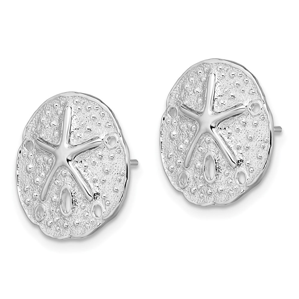 FJC Finejewelers 925 Sterling Silver Button Small Sand Dollar with Starfish Post Earrings 17 x 14 mm