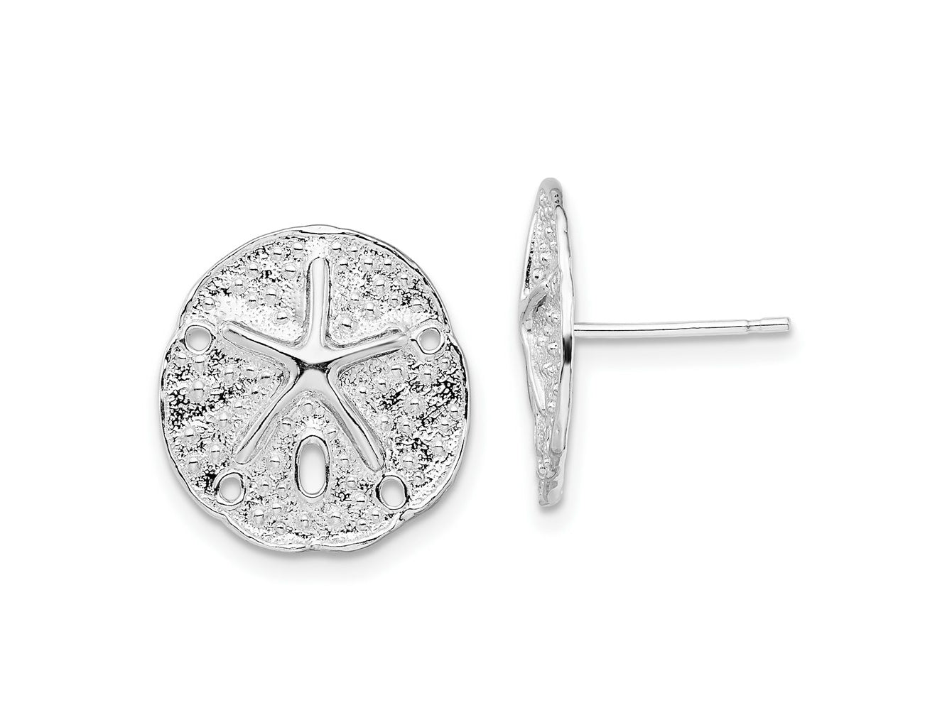 FJC Finejewelers 925 Sterling Silver Button Small Sand Dollar with Starfish Post Earrings 17 x 14 mm