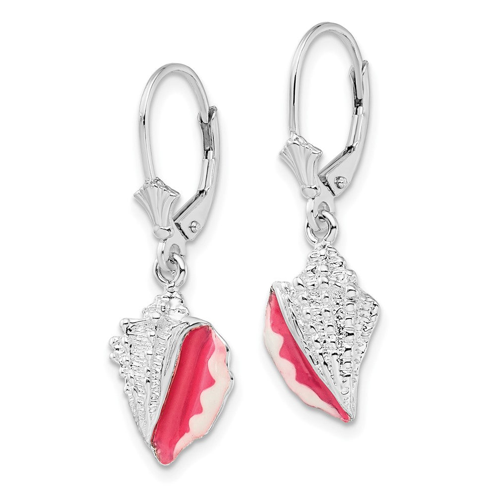 FJC Finejewelers 925 Sterling Silver Dangle Enameled Conch Shell Leverback Earrings 33 x 11 mm