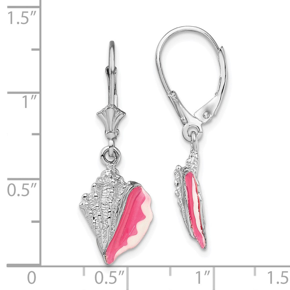 FJC Finejewelers 925 Sterling Silver Dangle Enameled Conch Shell Leverback Earrings 33 x 11 mm