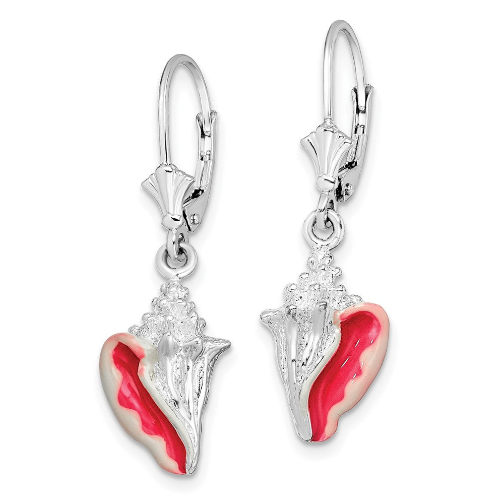 FJC Finejewelers 925 Sterling Silver Dangle Enamel Small Conch Shell Leverback Earrings 37 x 11 mm