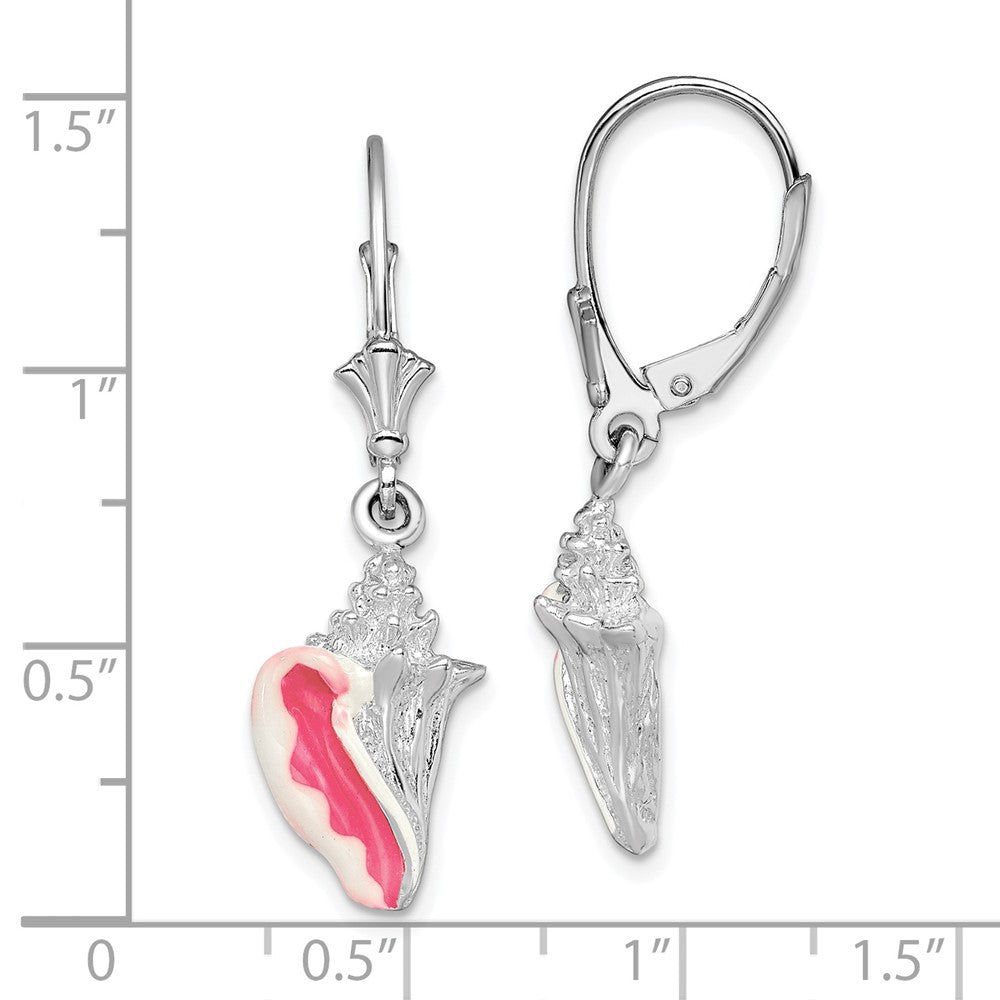 FJC Finejewelers 925 Sterling Silver Dangle Enamel Small Conch Shell Leverback Earrings 37 x 11 mm