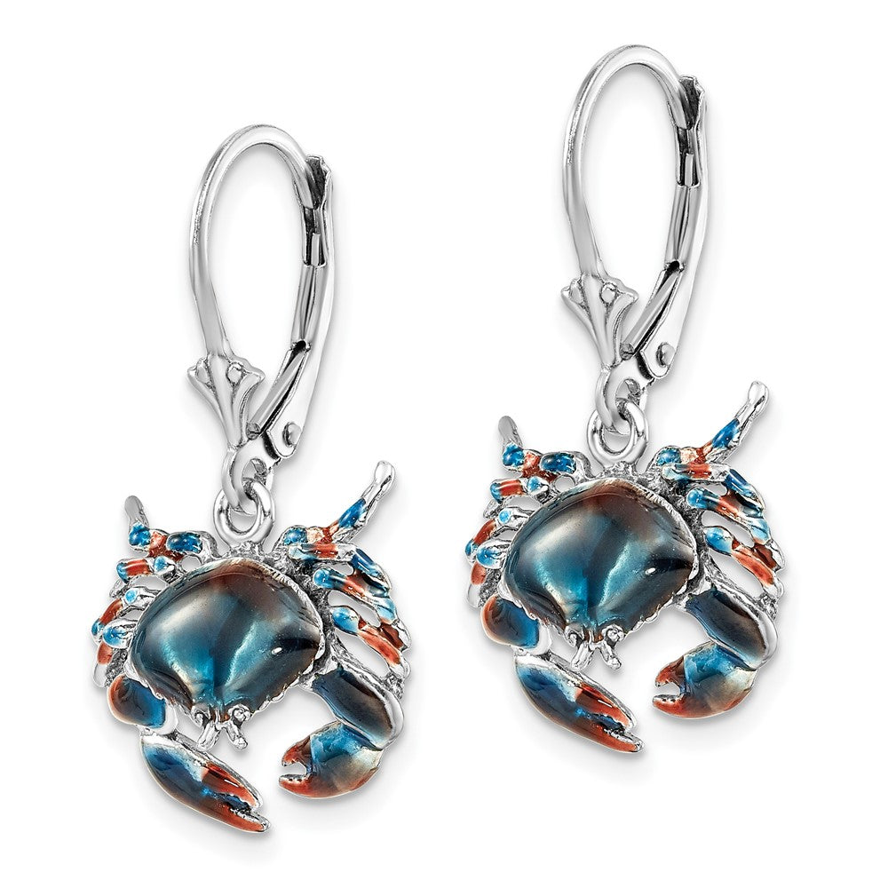 FJC Finejewelers 925 Sterling Silver Dangle Polished Enameled Stone Crab Leverback Earrings 32 x 17 mm