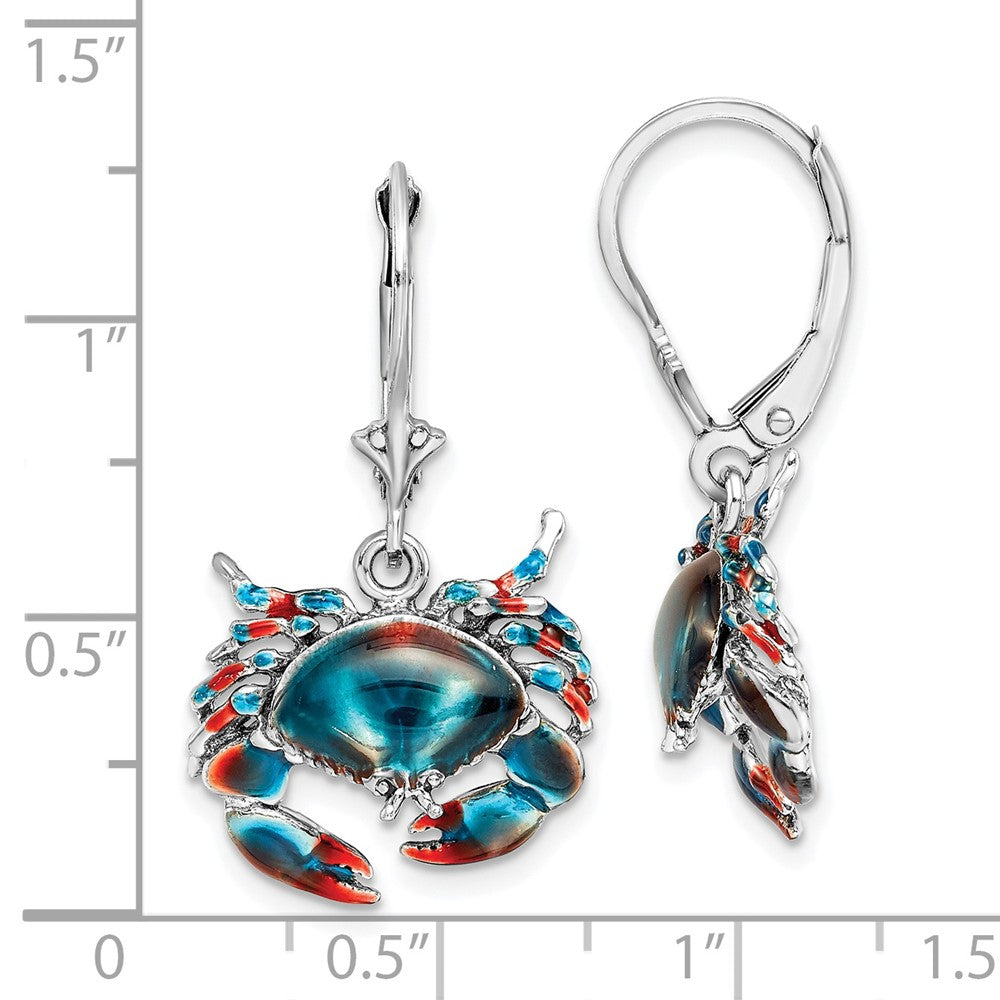 FJC Finejewelers 925 Sterling Silver Dangle Polished Enameled Stone Crab Leverback Earrings 32 x 17 mm