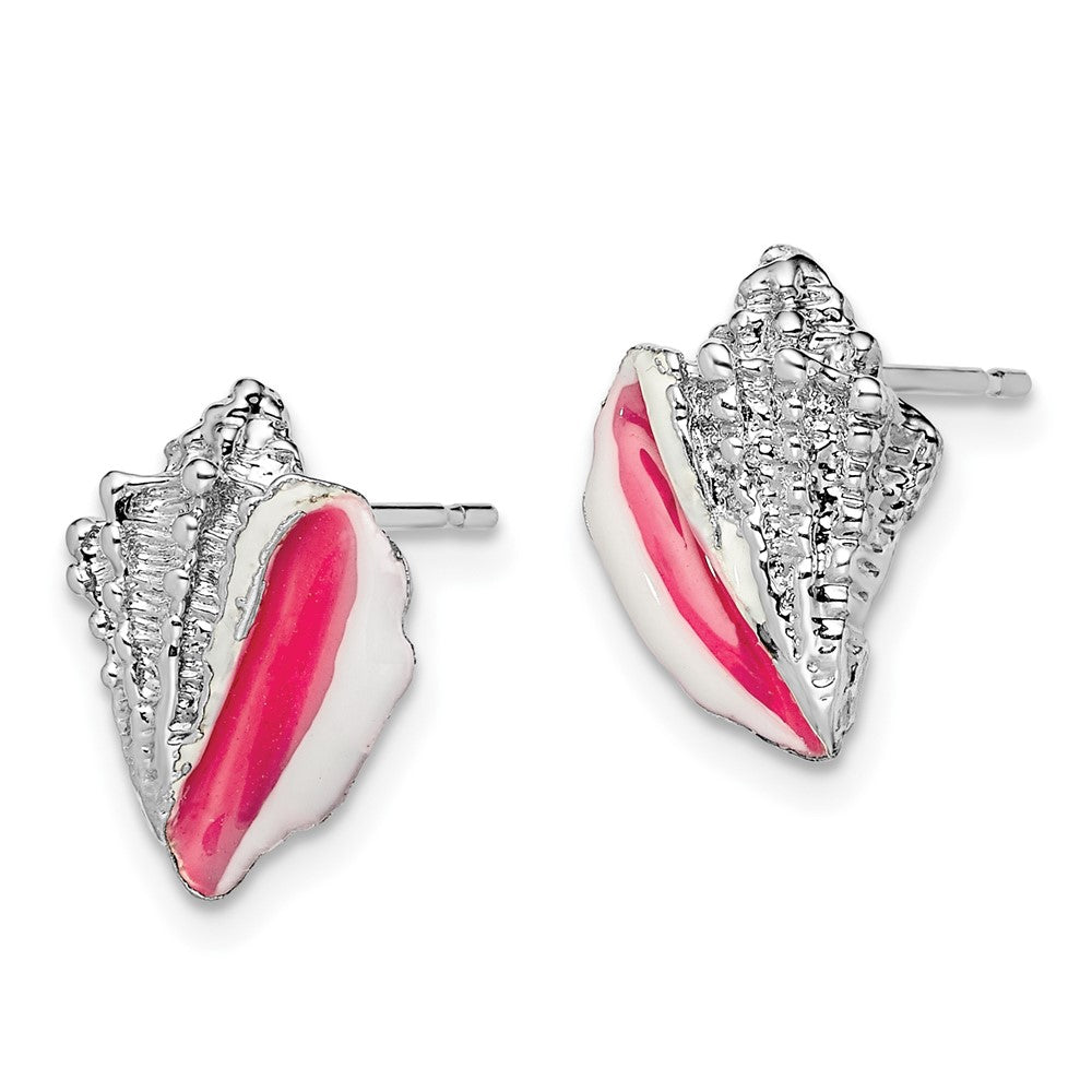 FJC Finejewelers 925 Sterling Silver Button Polished Enameled Conch Shell Post Earrings 15 x 11 mm