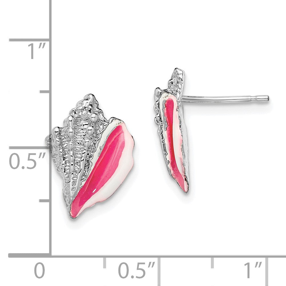FJC Finejewelers 925 Sterling Silver Button Polished Enameled Conch Shell Post Earrings 15 x 11 mm