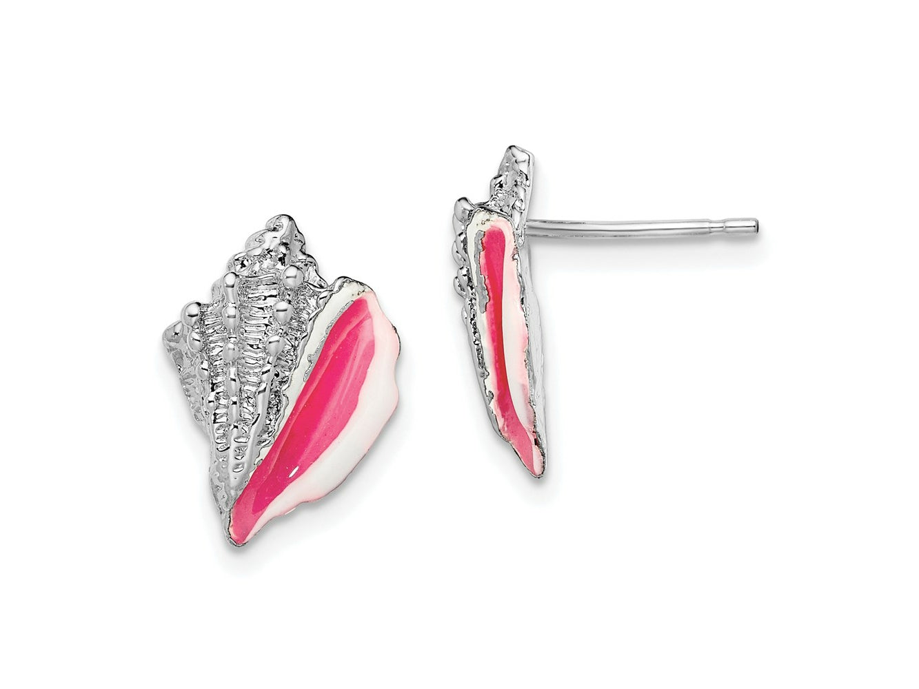 FJC Finejewelers 925 Sterling Silver Button Polished Enameled Conch Shell Post Earrings 15 x 11 mm