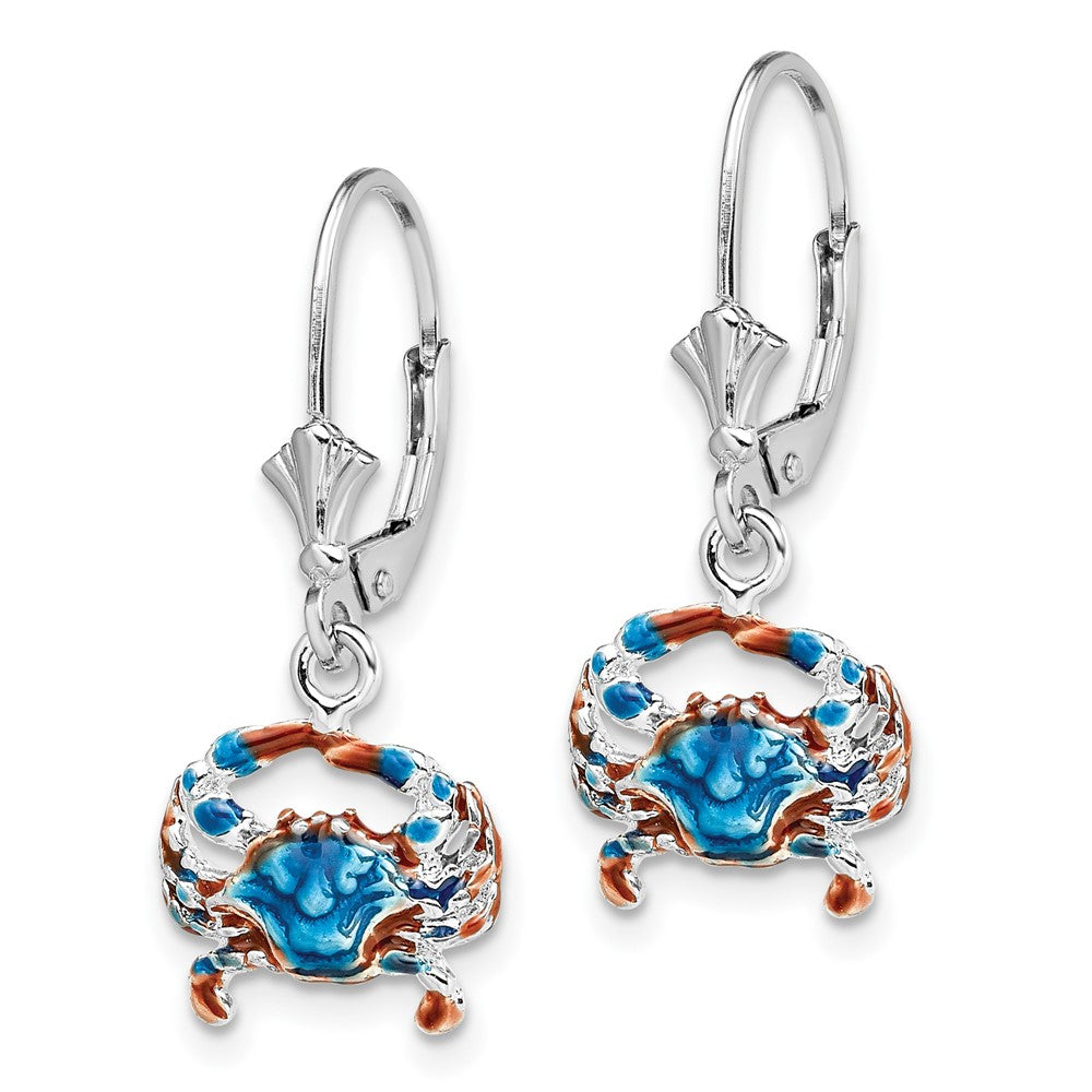 FJC Finejewelers 925 Sterling Silver Dangle Enameled Blue Crab Leverback Earrings 30 mm x 12 mm