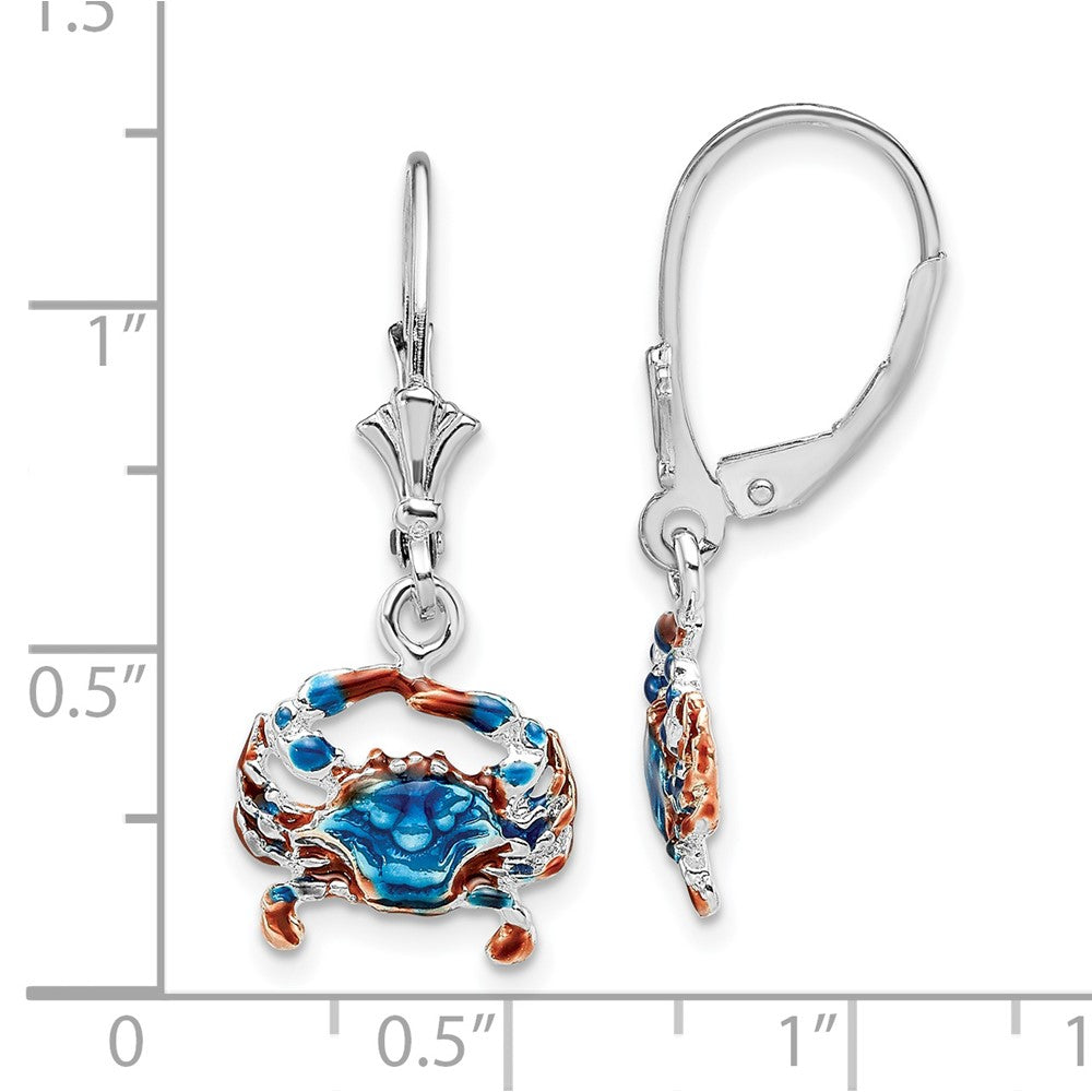 FJC Finejewelers 925 Sterling Silver Dangle Enameled Blue Crab Leverback Earrings 30 mm x 12 mm