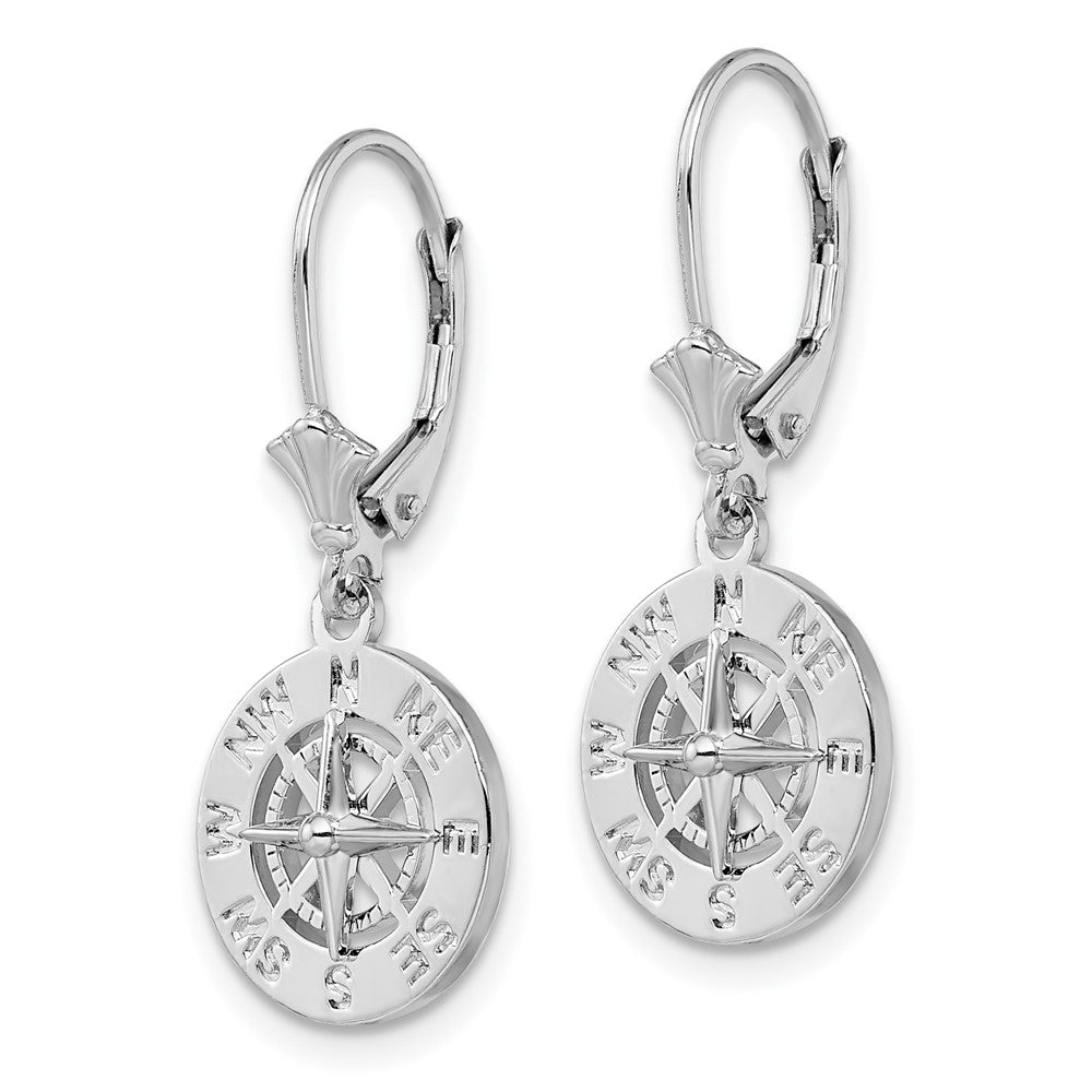 FJC Finejewelers 925 Sterling Silver Dangle Polished Mini Compass Leverback Earrings 29 x 13 mm