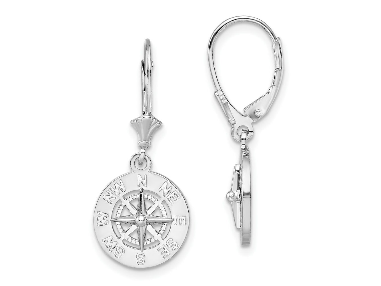 FJC Finejewelers 925 Sterling Silver Dangle Polished Mini Compass Leverback Earrings 29 x 13 mm