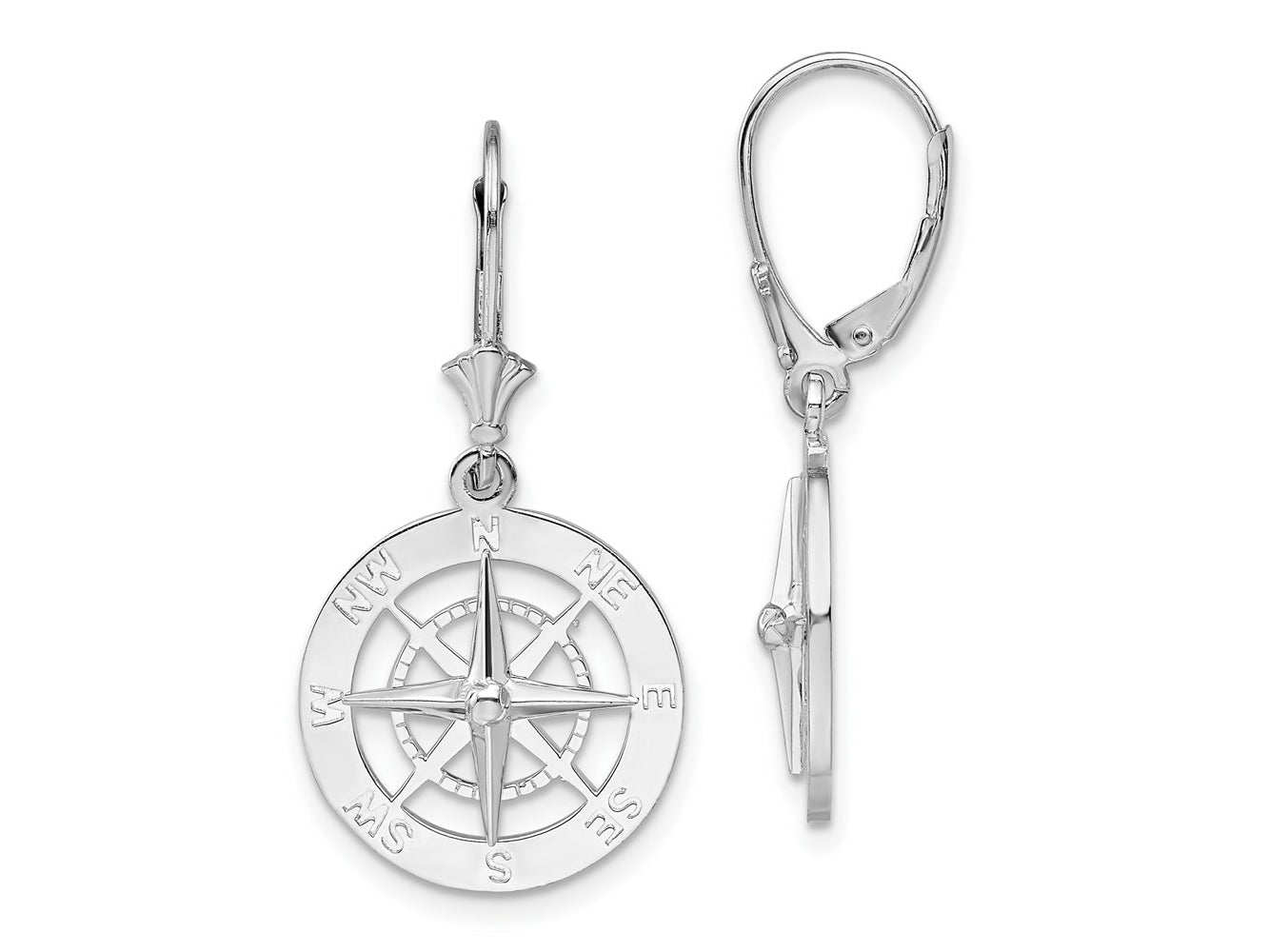 FJC Finejewelers 925 Sterling Silver Dangle Polished Compass Leverback Earrings 35 mm x 18 mm