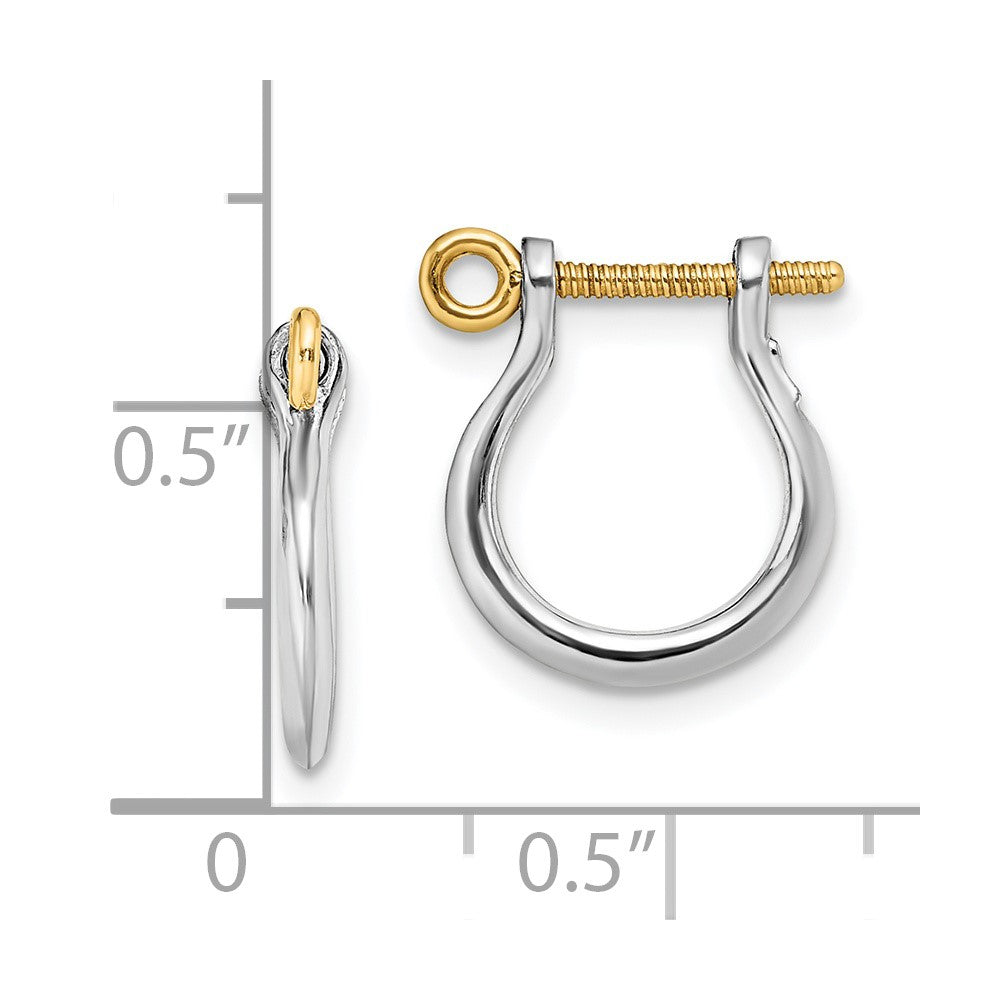 FJC Finejewelers Sterling Silver and 14k Gold Dangle 3D Small Shackle with Screw Earrings 14 x 12 mm