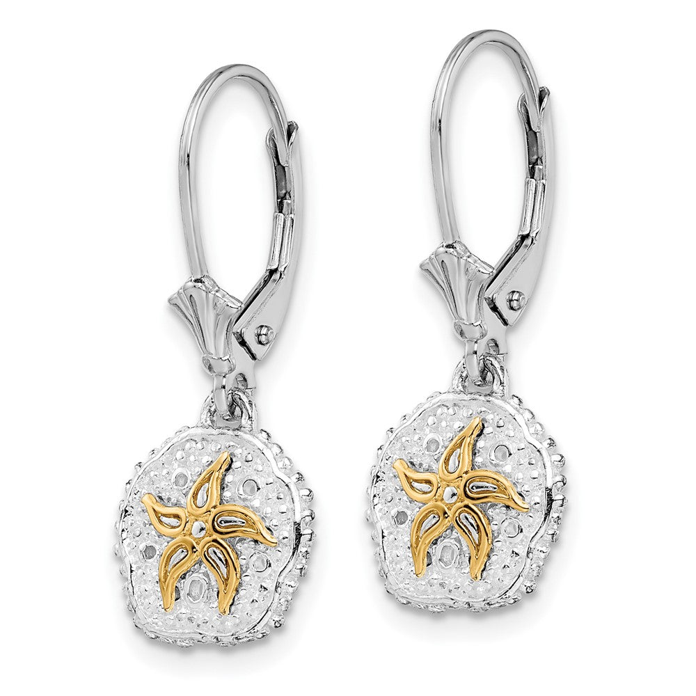 FJC Finejewelers Sterling Silver and14k Gold Dangle Sand Dollar with Starfish Leverback Earrings