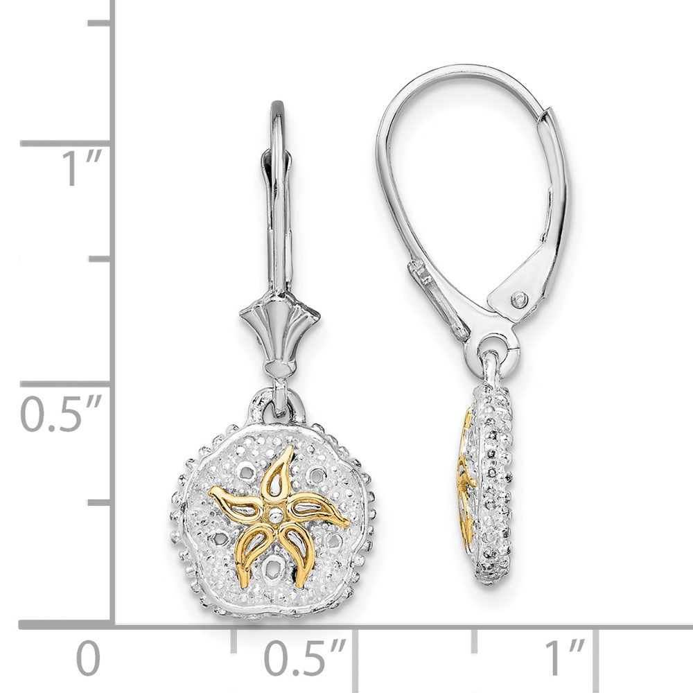 FJC Finejewelers Sterling Silver and14k Gold Dangle Sand Dollar with Starfish Leverback Earrings