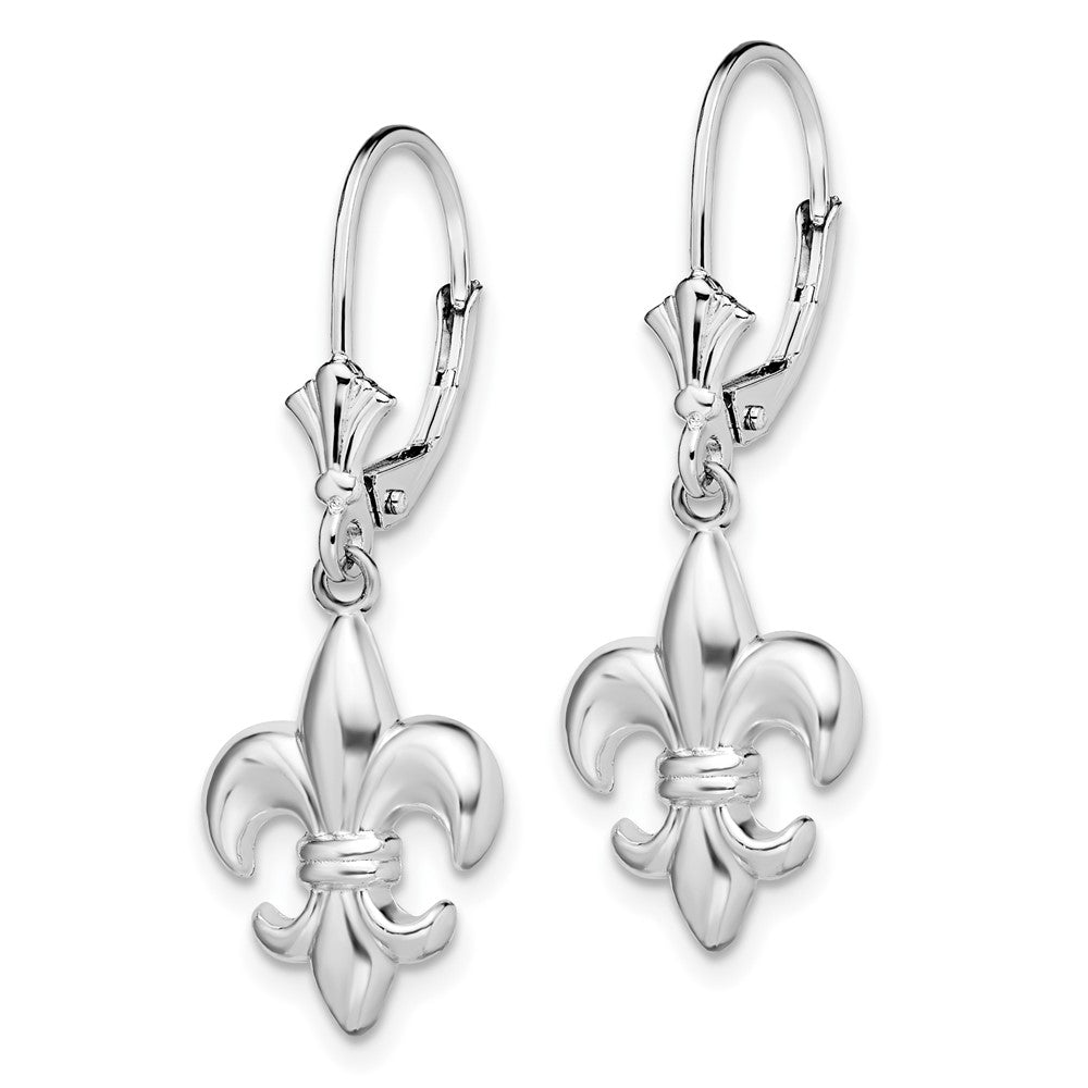 FJC Finejewelers 925 Sterling Silver Dangle Polished Small Fleur de Lis Leverback Earrings 33 mm