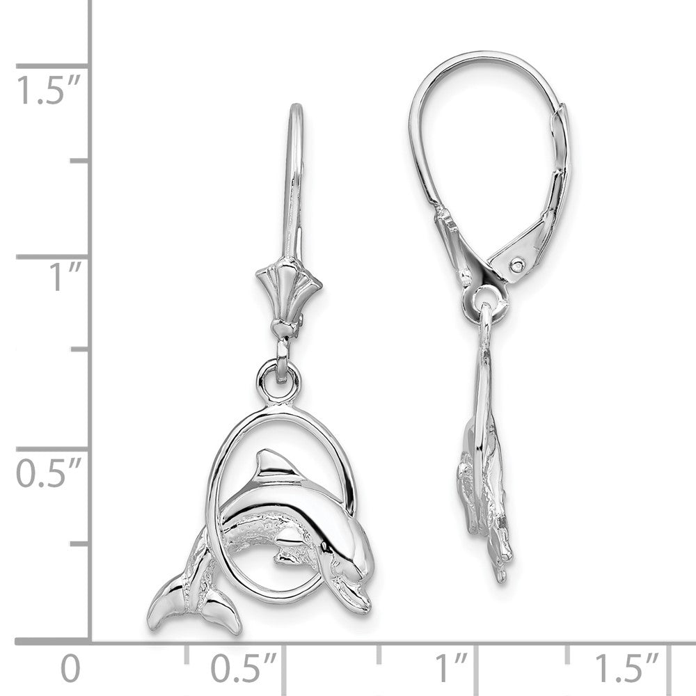 FJC Finejewelers 925 Sterling Silver Dangle Polished Dolphin in Hoop Leverback Earrings 35 mm x 15 mm
