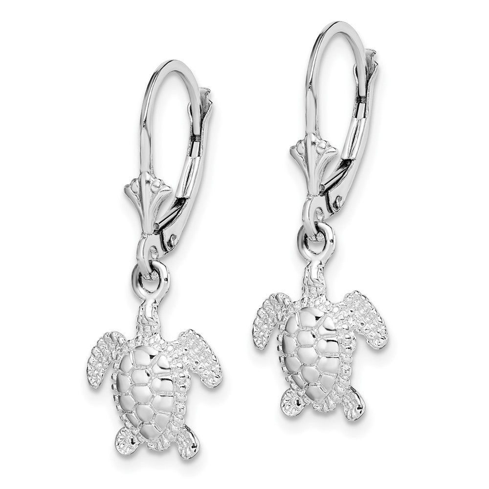 FJC Finejewelers 925 Sterling Silver Dangle Polished Mini Sea Turtle Leverback Earrings 30 mm x 11 mm