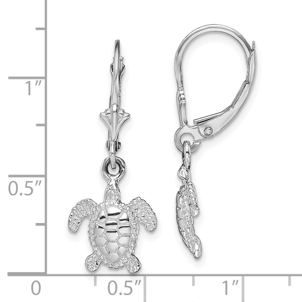 FJC Finejewelers 925 Sterling Silver Dangle Polished Mini Sea Turtle Leverback Earrings 30 mm x 11 mm