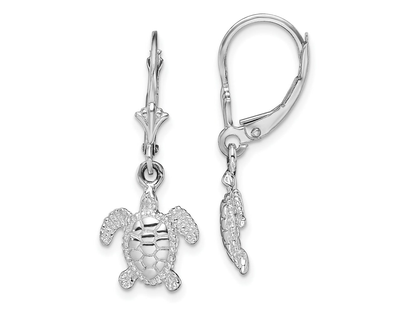 FJC Finejewelers 925 Sterling Silver Dangle Polished Mini Sea Turtle Leverback Earrings 30 mm x 11 mm