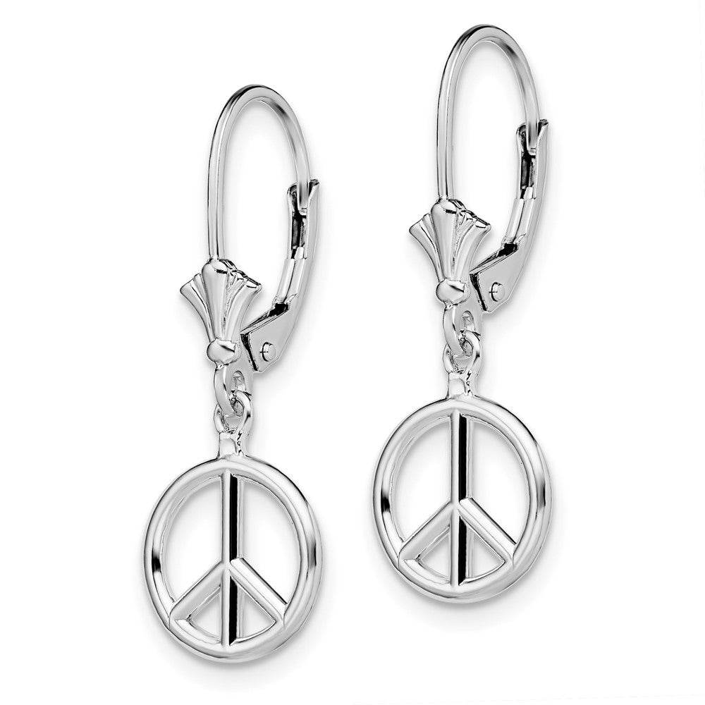 FJC Finejewelers 925 Sterling Silver Dangle Polished 3D Peace Symbol Leverback Earrings 30 x 10 mm