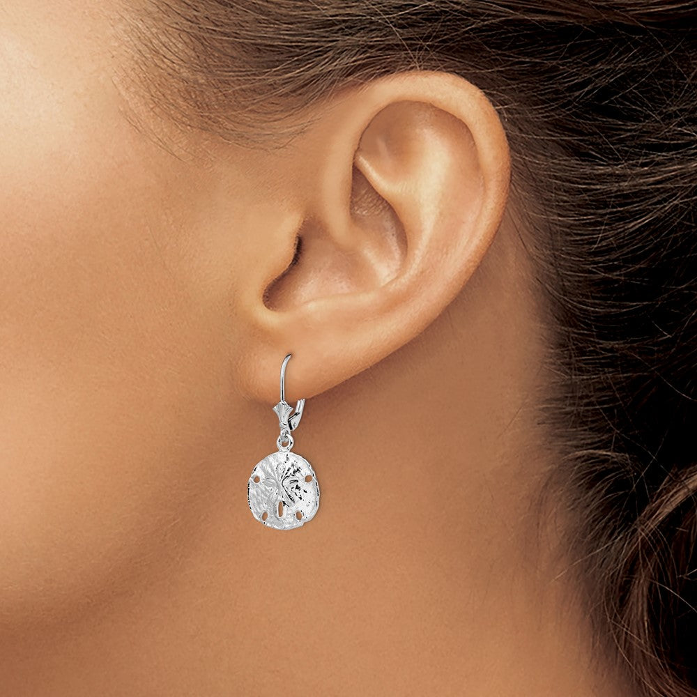 FJC Finejewelers 925 Sterling Silver Dangle Polished Sand Dollar Leverback Earrings 34 mm x 15 mm